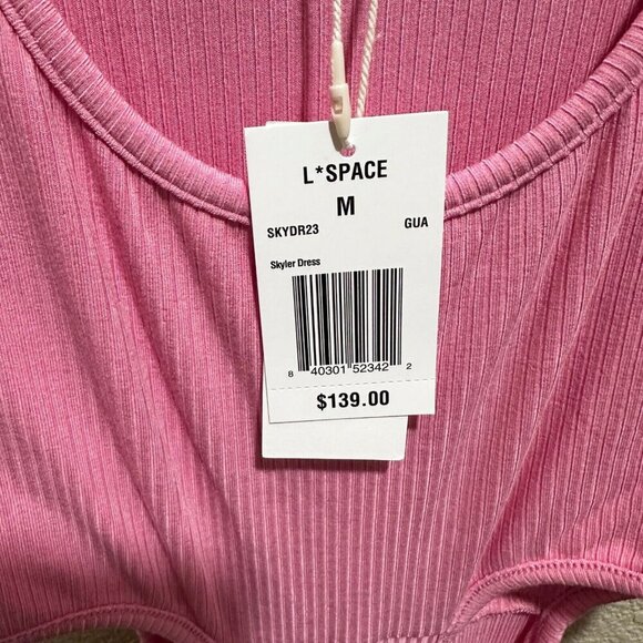 L*Space Womens Size M Skylar Guava Pink Ribbed Knit Back Cut Out Midi Dress NWT - Picture 10 of 13